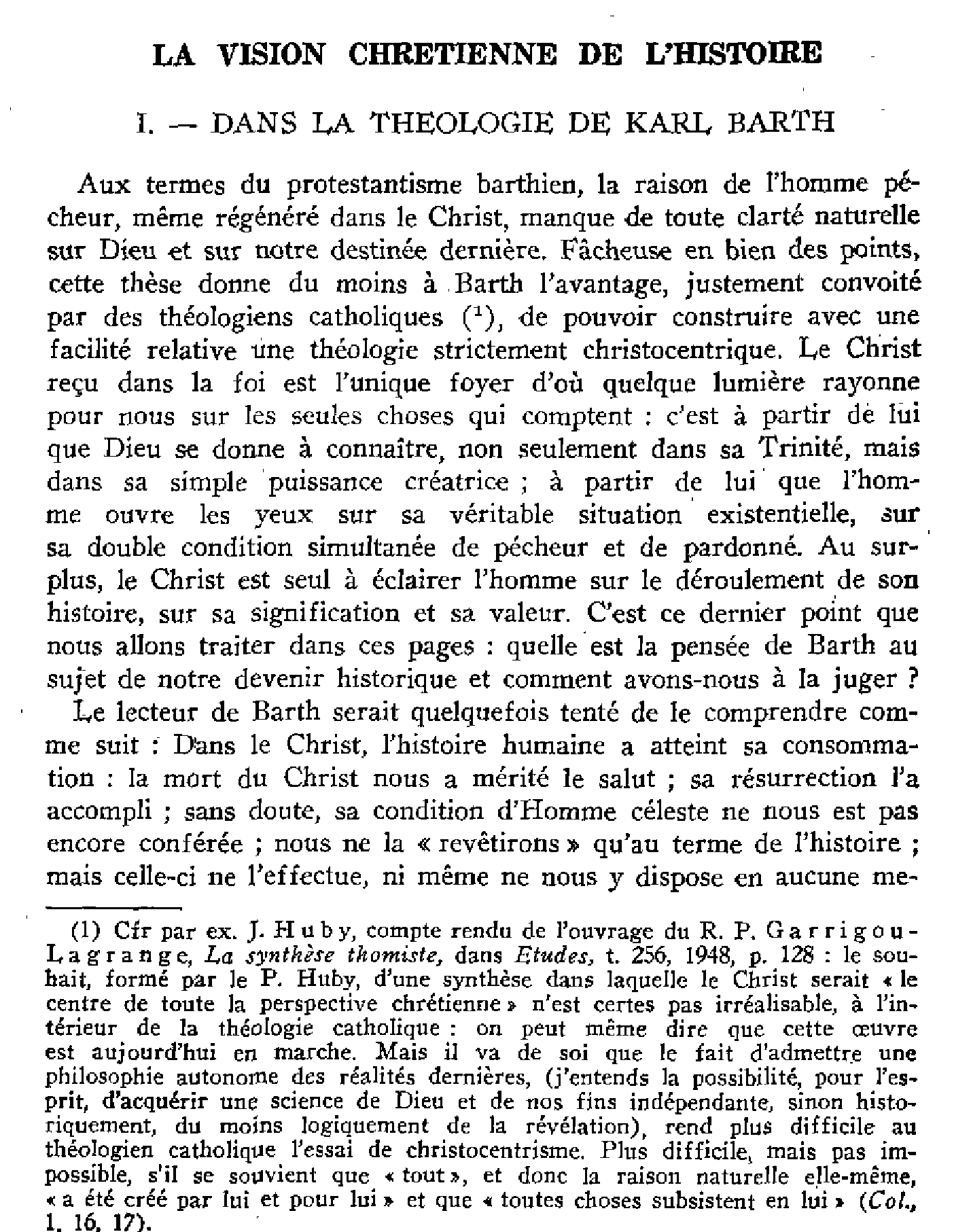La vision chrétienne de l'histoire