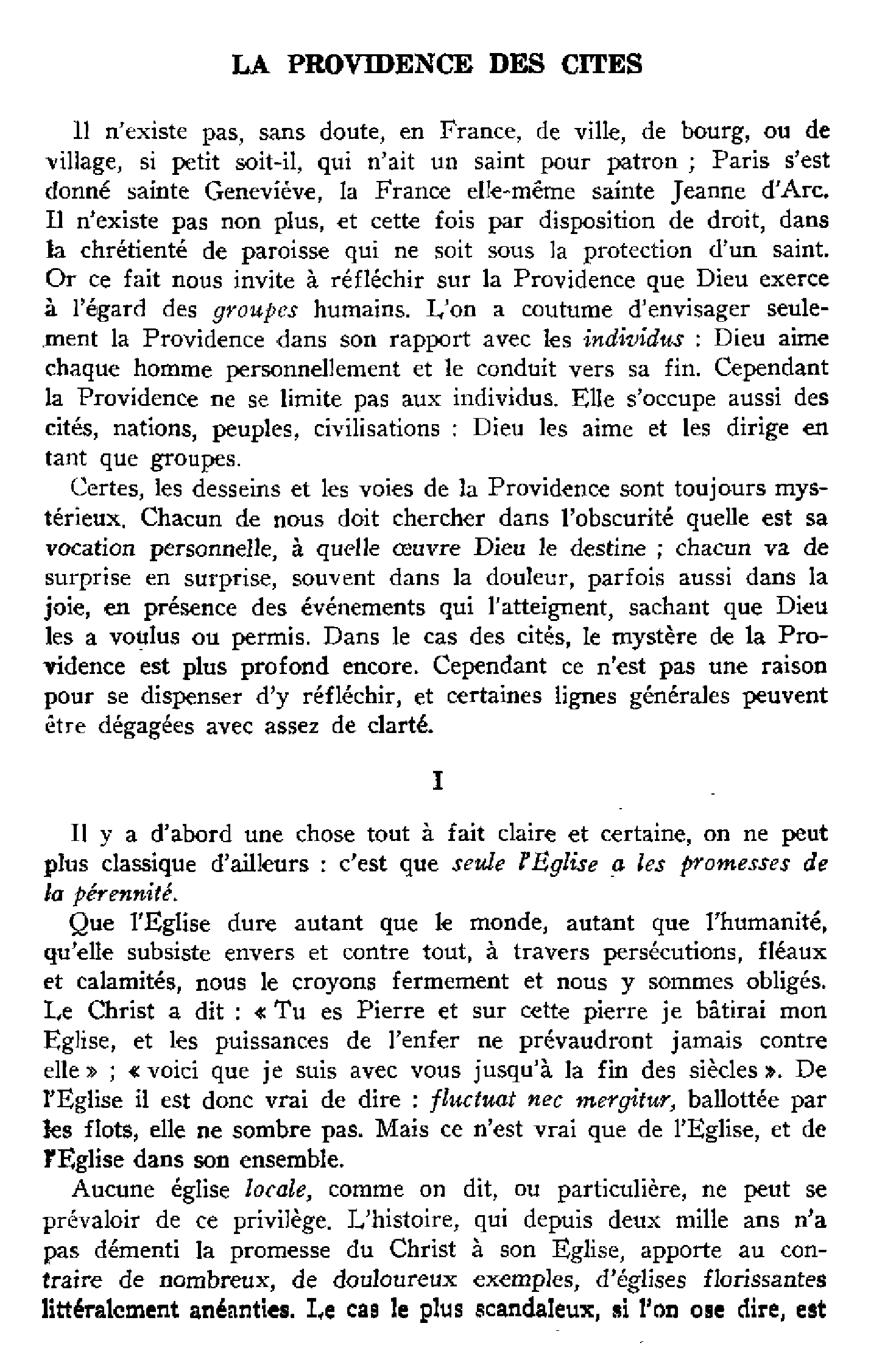 La providence des cités