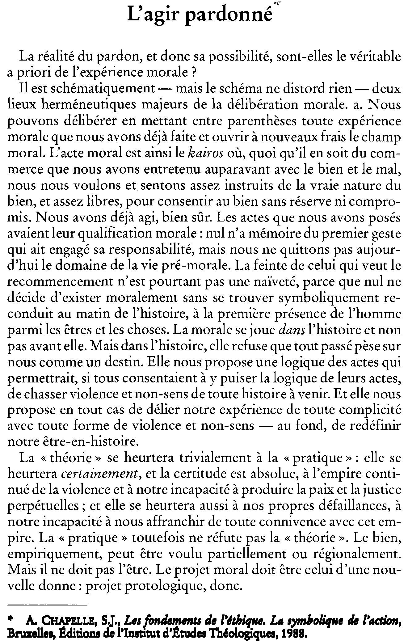 L'agir pardonné