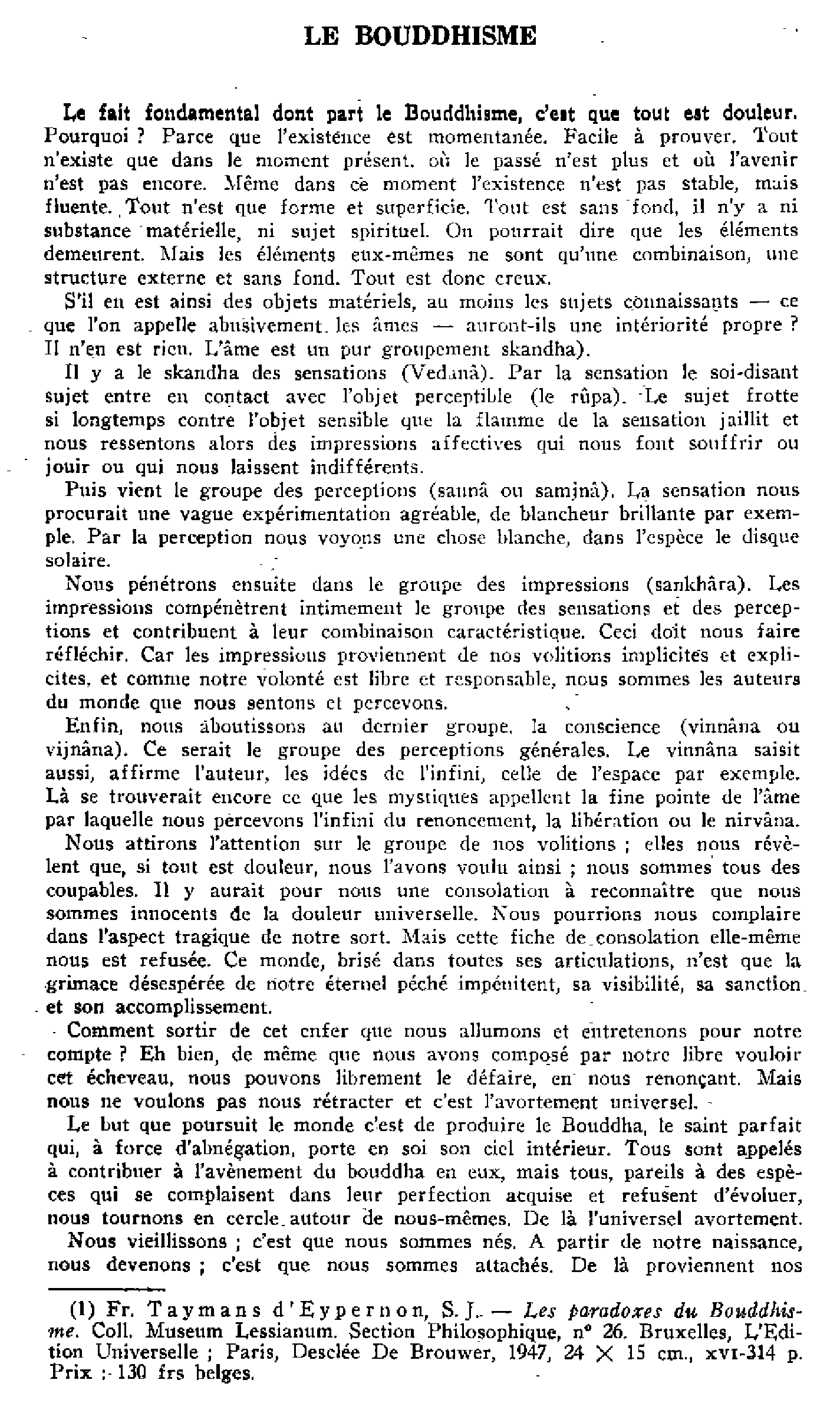 Le bouddhisme. À propos d'un livre récent