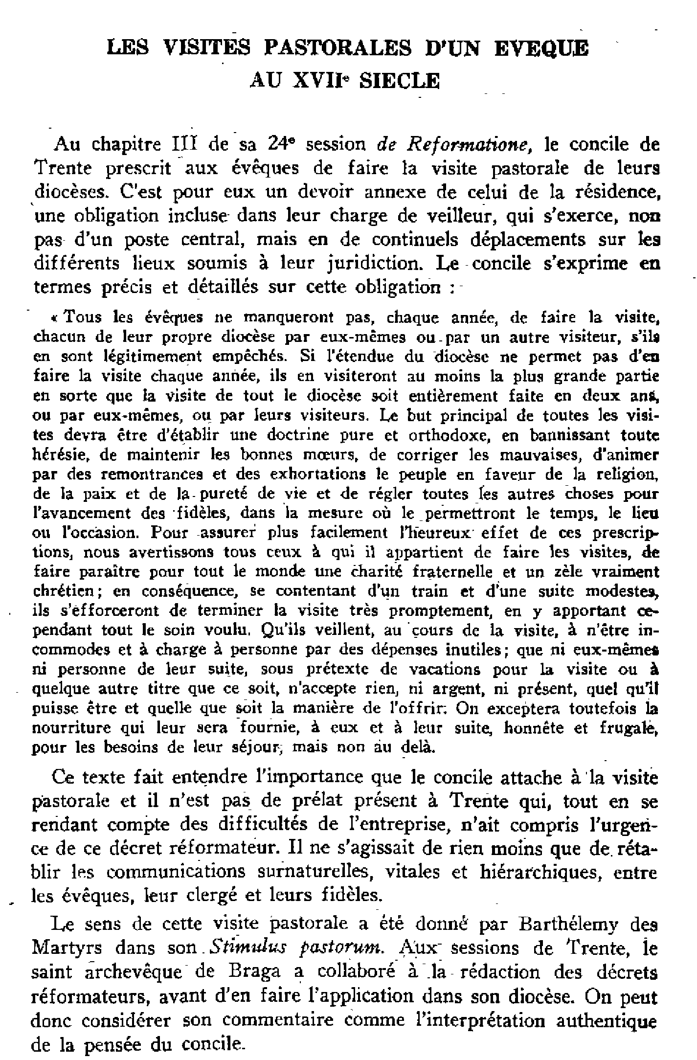 Les visites pastorales d'un évêque au XVIIe siècle