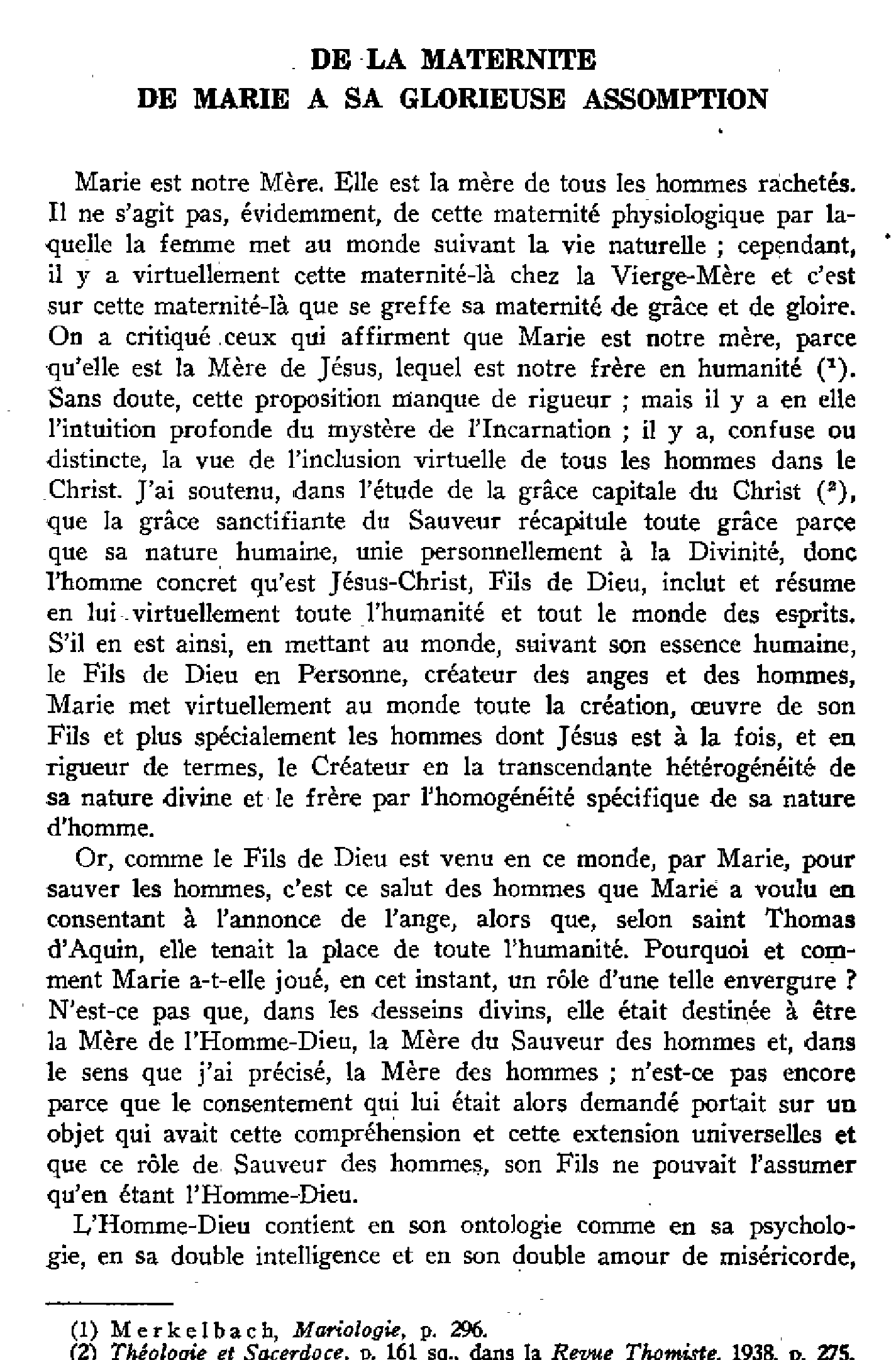 De la maternité de Marie à sa glorieuse assomption