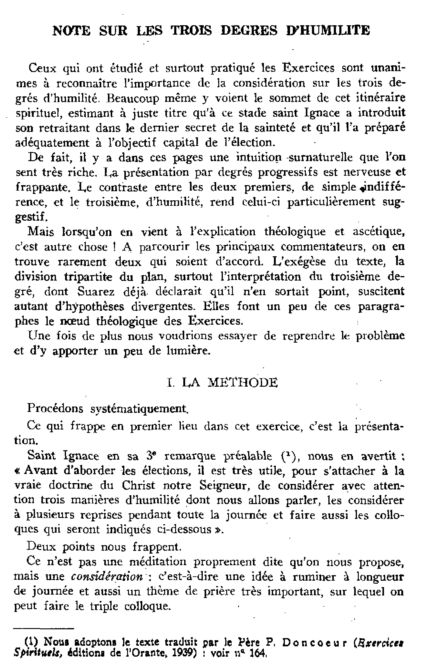 Note sur les trois degrés d'humilité