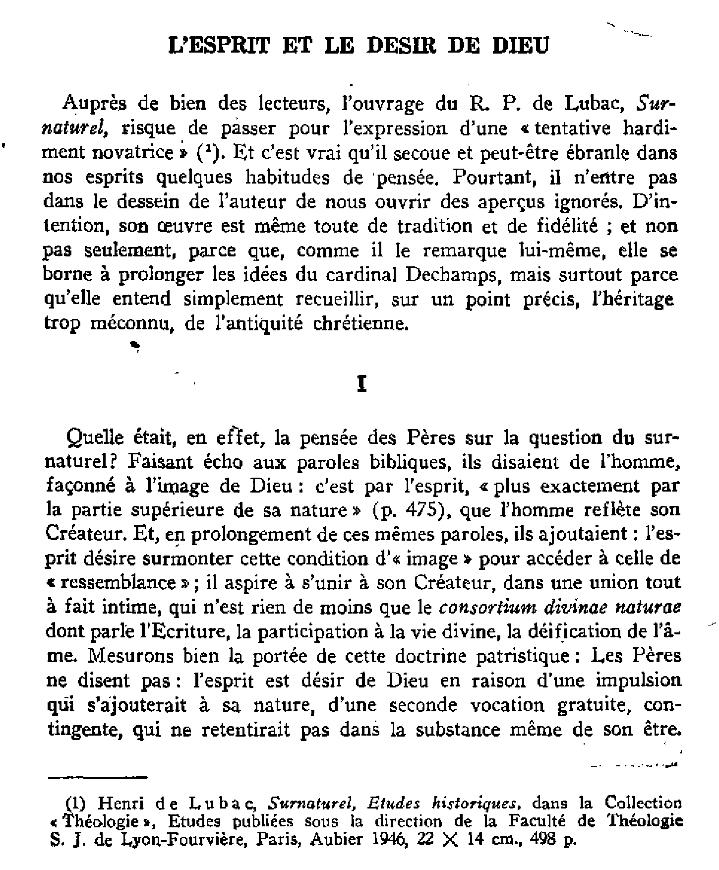 L'Esprit et le désir de Dieu