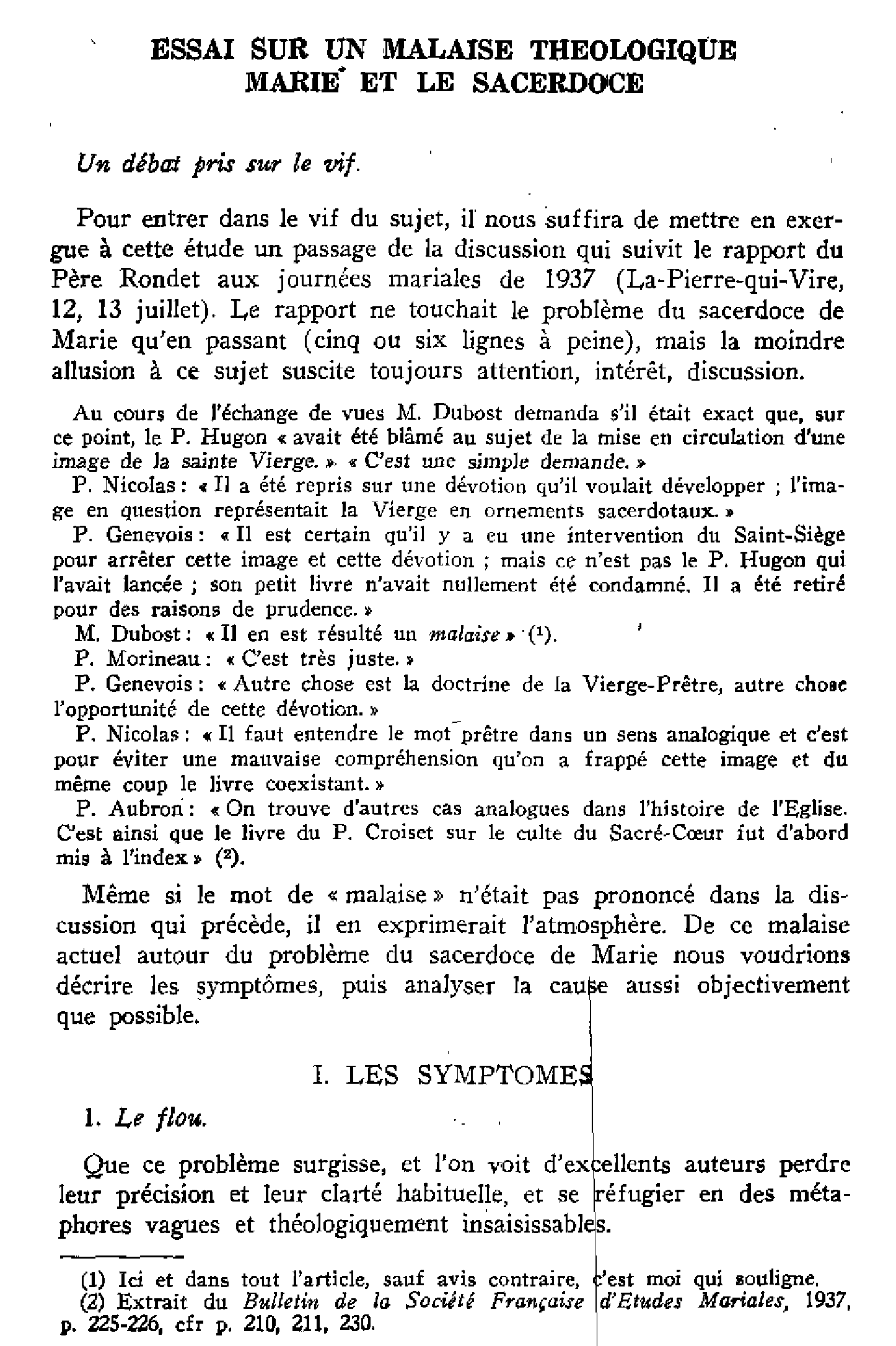 Essai sur un malaise théologique, Marie et le sacerdoce