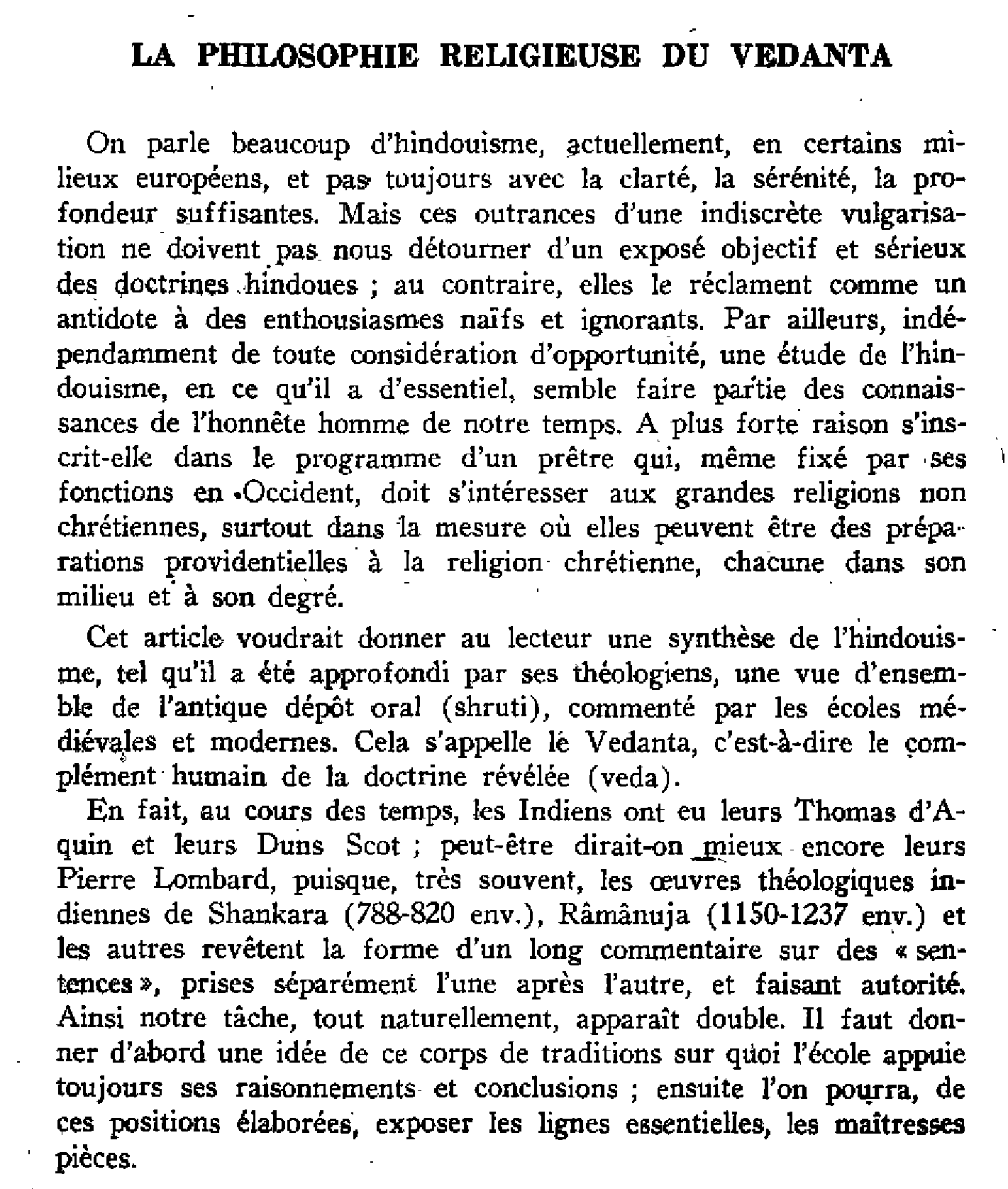 La philosophie religieuse du Vedanta