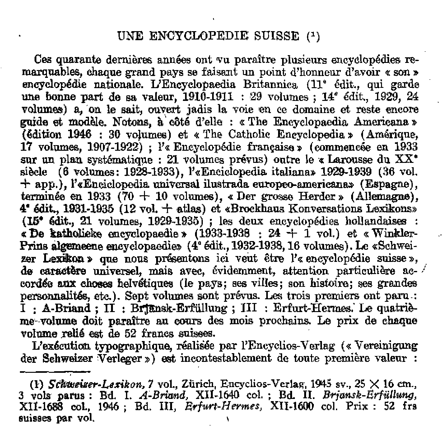 Une encyclopédie suisse