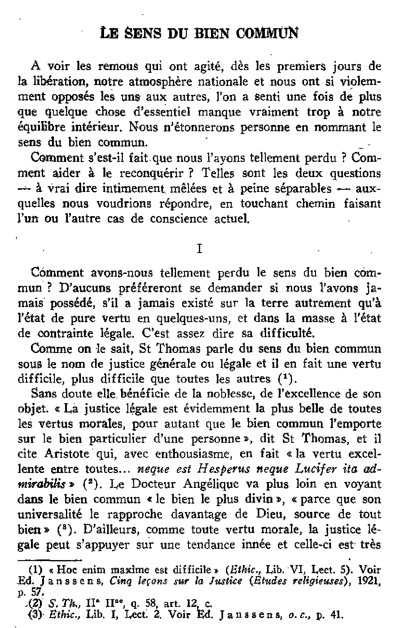 Le sens du bien commun