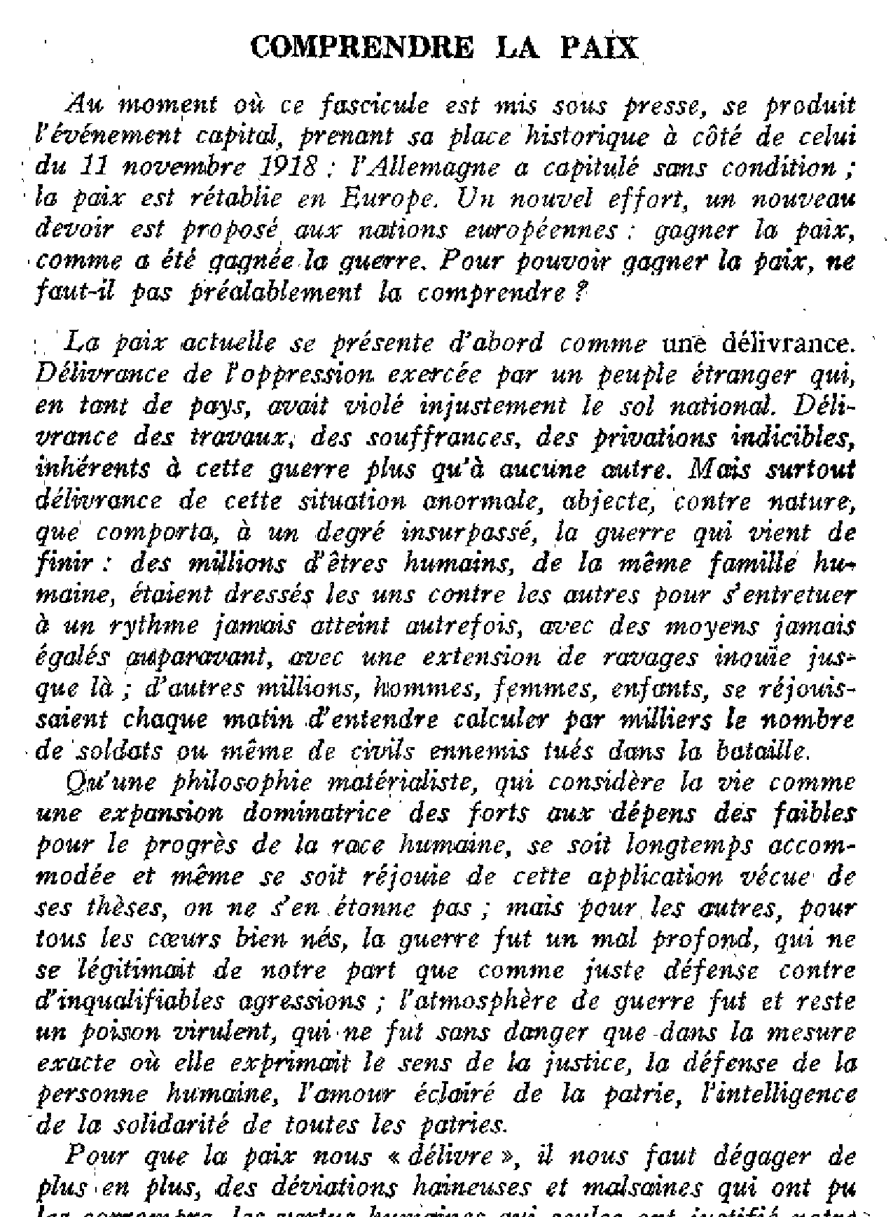 Comprendre la paix