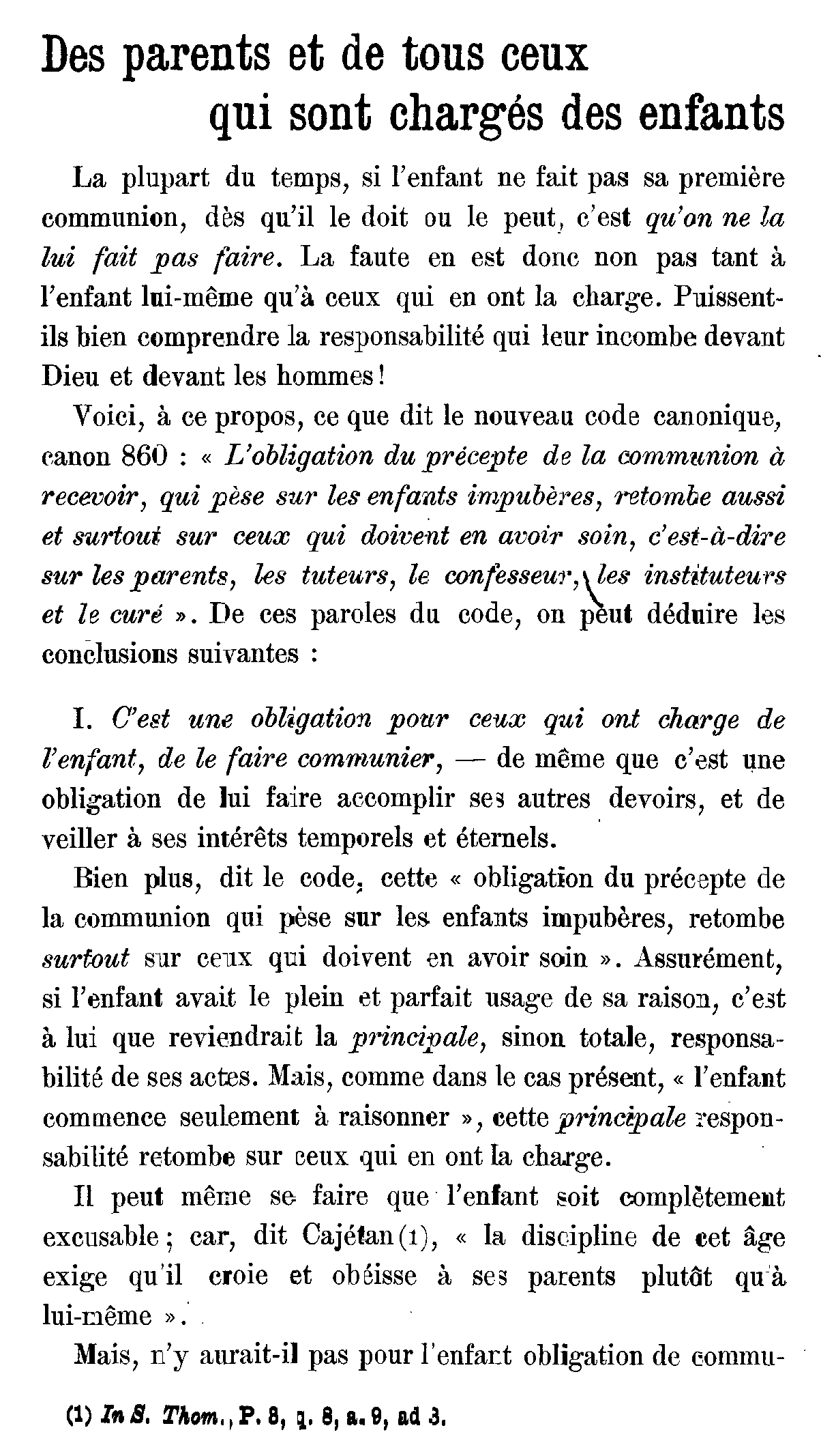 Des parents et de tous ceux qui sont chargés des enfants