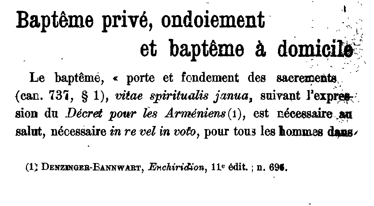 Baptême privé, ondoiement et baptême à domicile