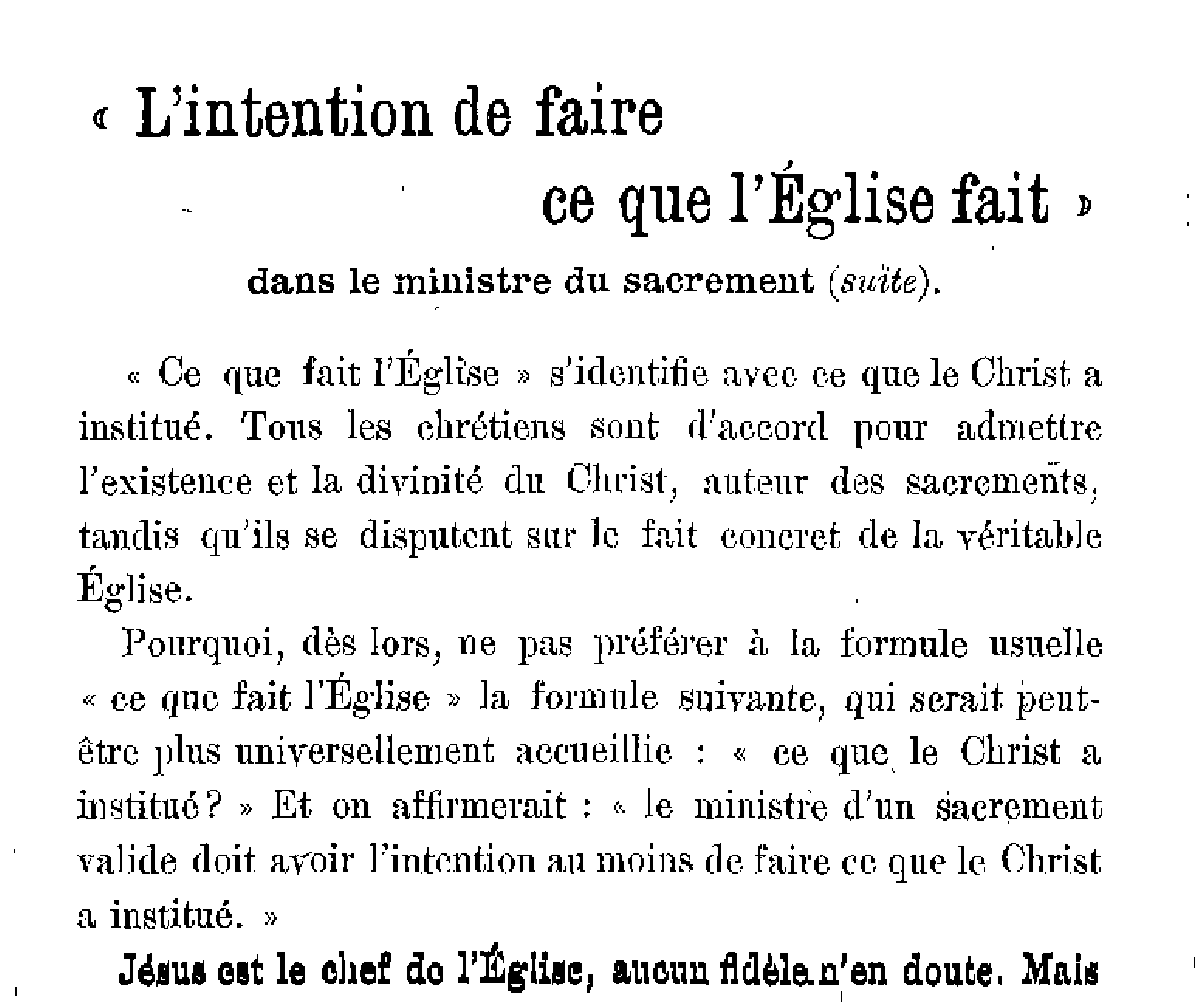 L'intention de faire ce que l'Eglise fait