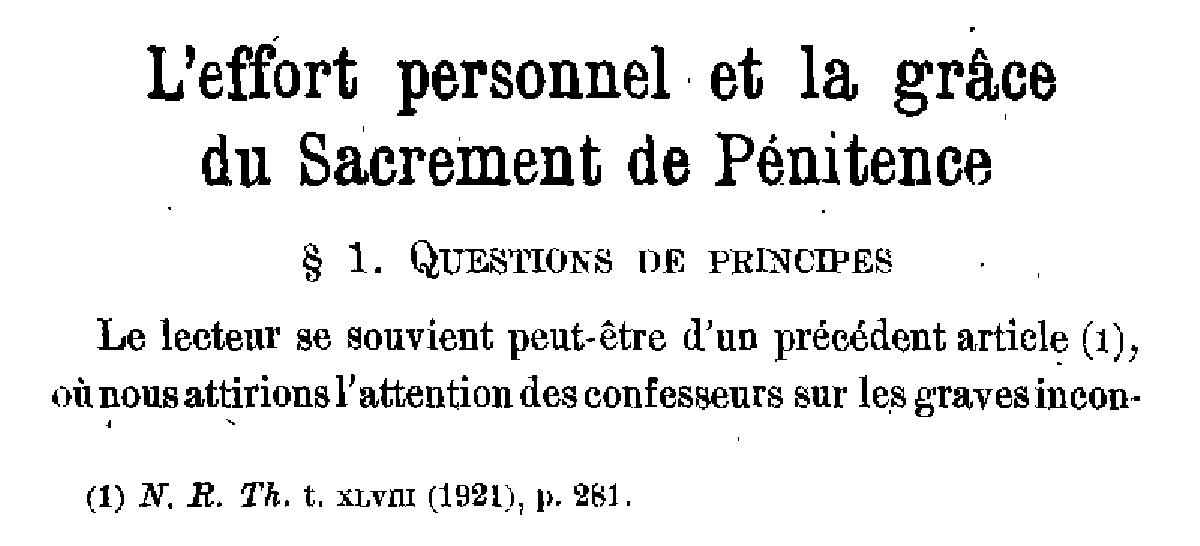 L'effort personnel et la grâce du Sacrement de la Pénitence