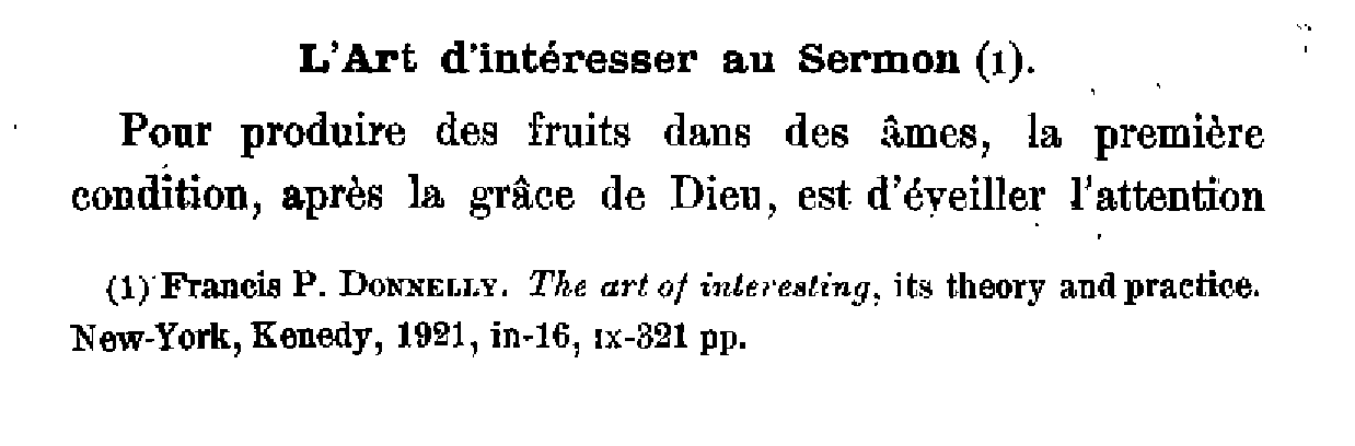 L'art d'intéresser au sermon