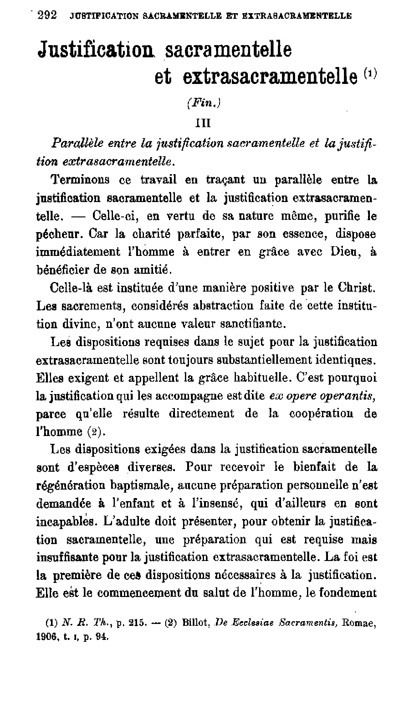 Justification sacramentelle et extrasacramentelle (2)