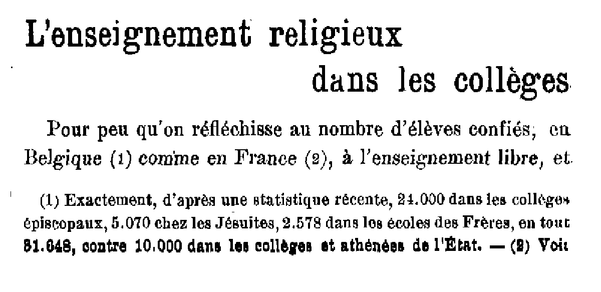 L'enseignement religieux dans les collèges
