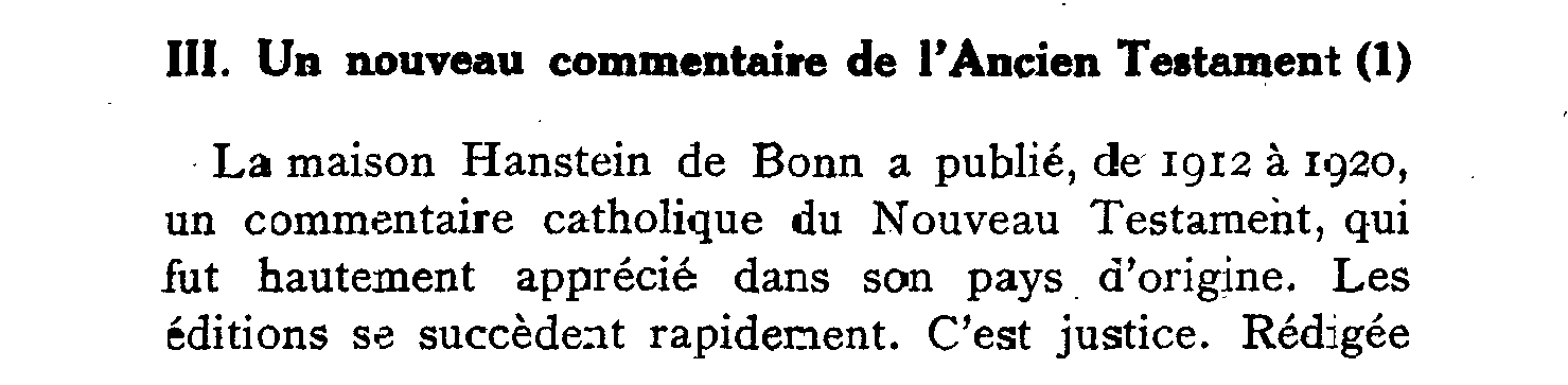 Un nouveau commentaire de l'Ancien Testament