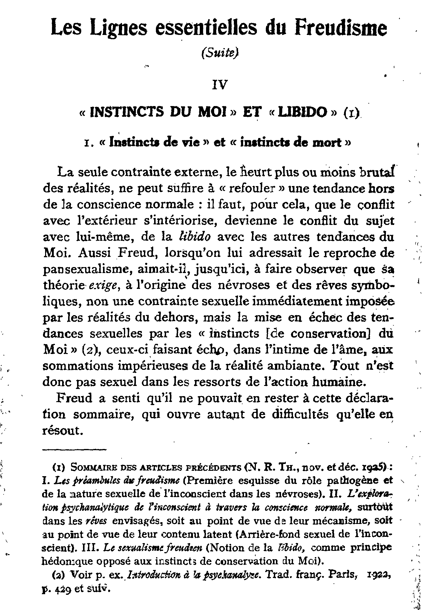 Les lignes essentielles du freudisme