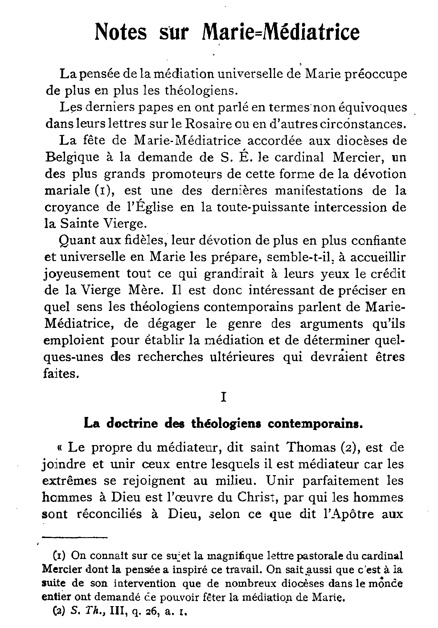 Notes sur Marie-Médiatrice