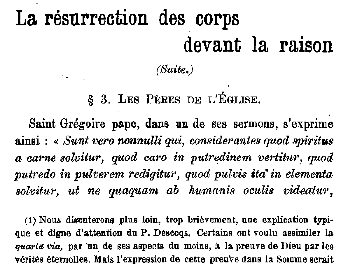 La résurrection des corps devant la raison (2)