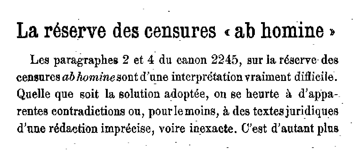 La réserve des censures 'ad homine'