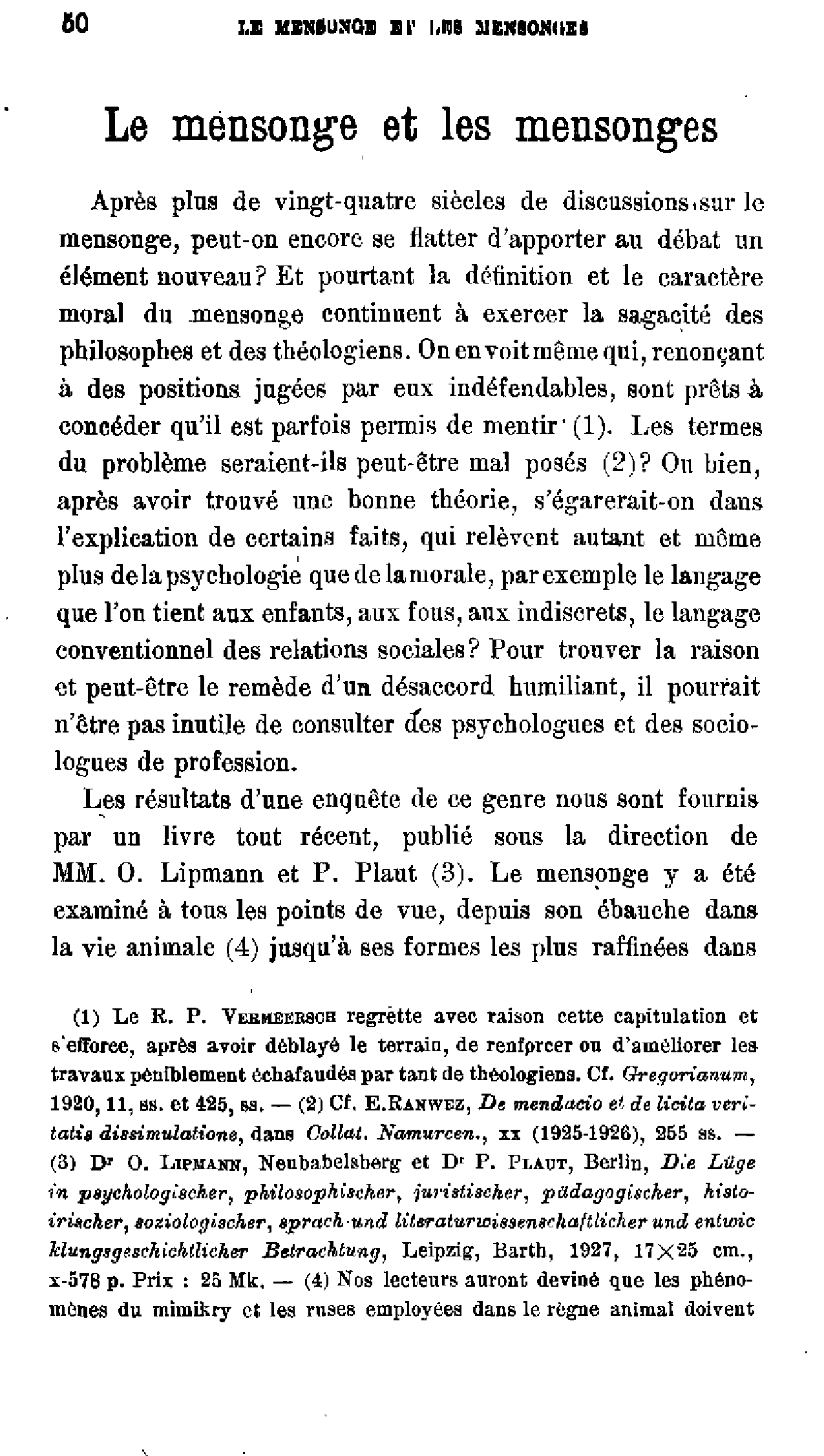 Le mensonge et les mensonges