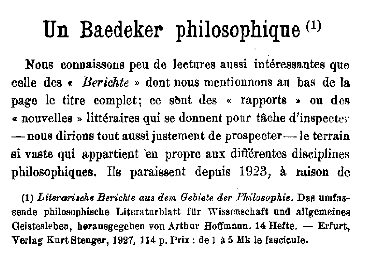 Un Baedeker philosophique