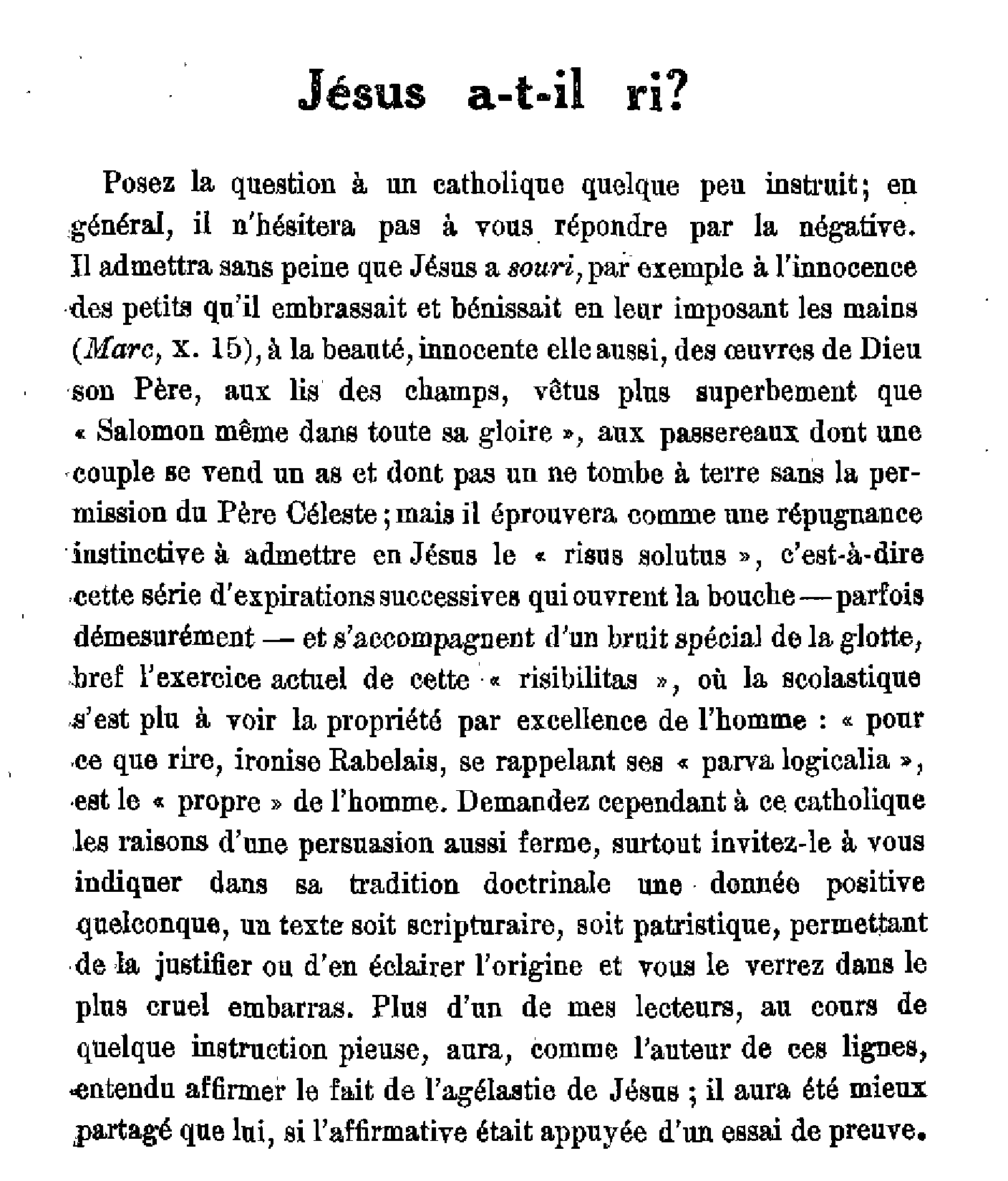 Jésus a-t-il ri.