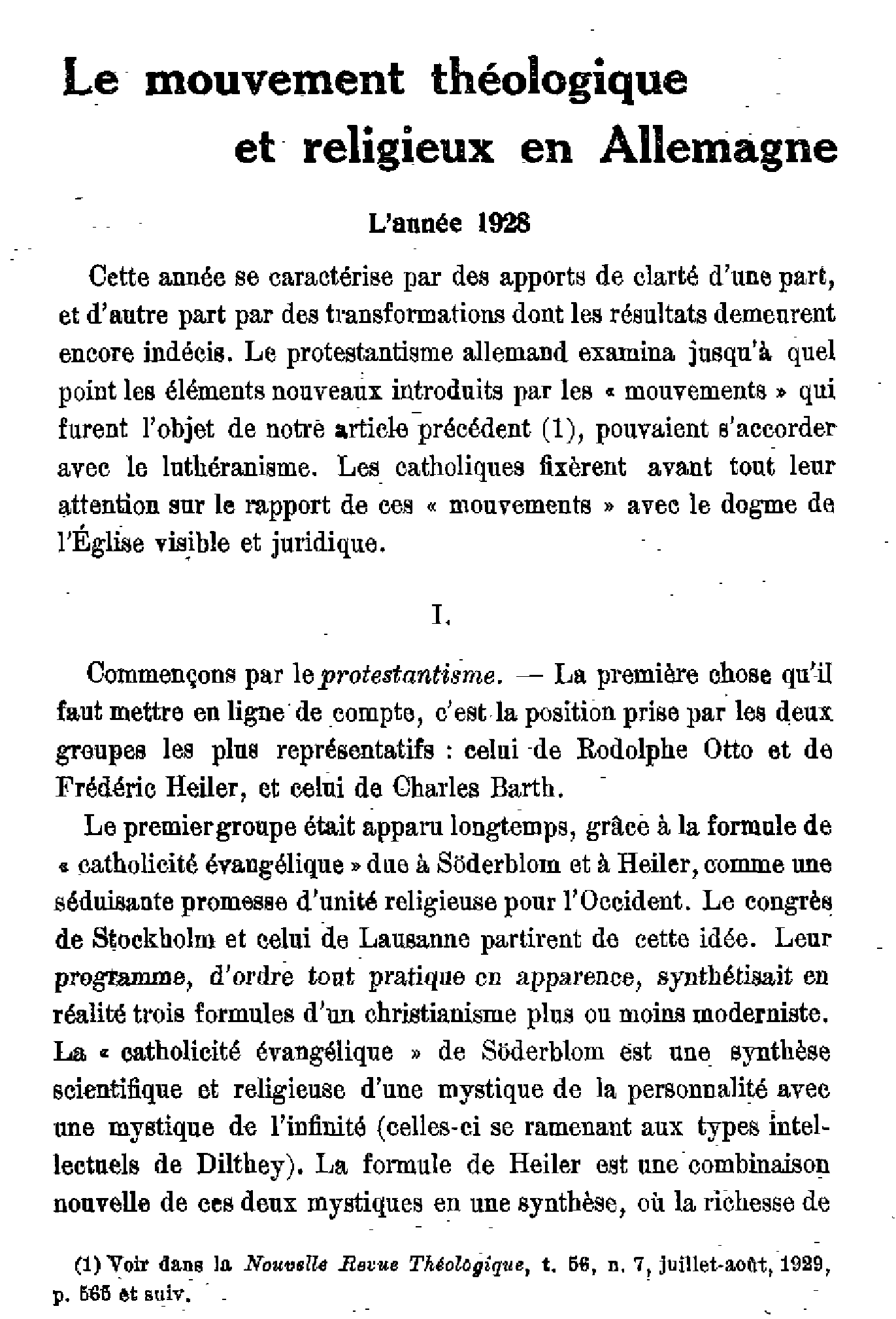 Le mouvement théologique et religieux en Allemagne (2)