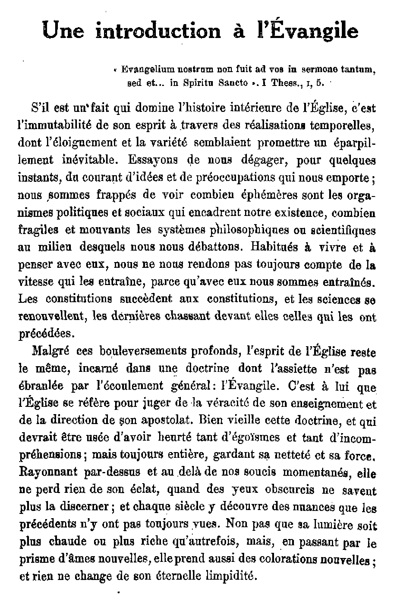 Une introduction à l'Evangile
