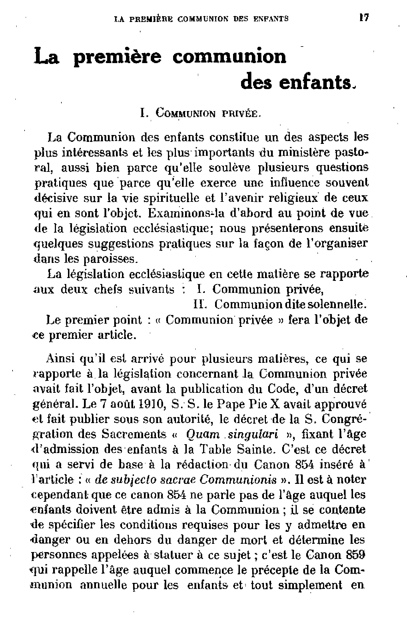La première communion des enfants (1)