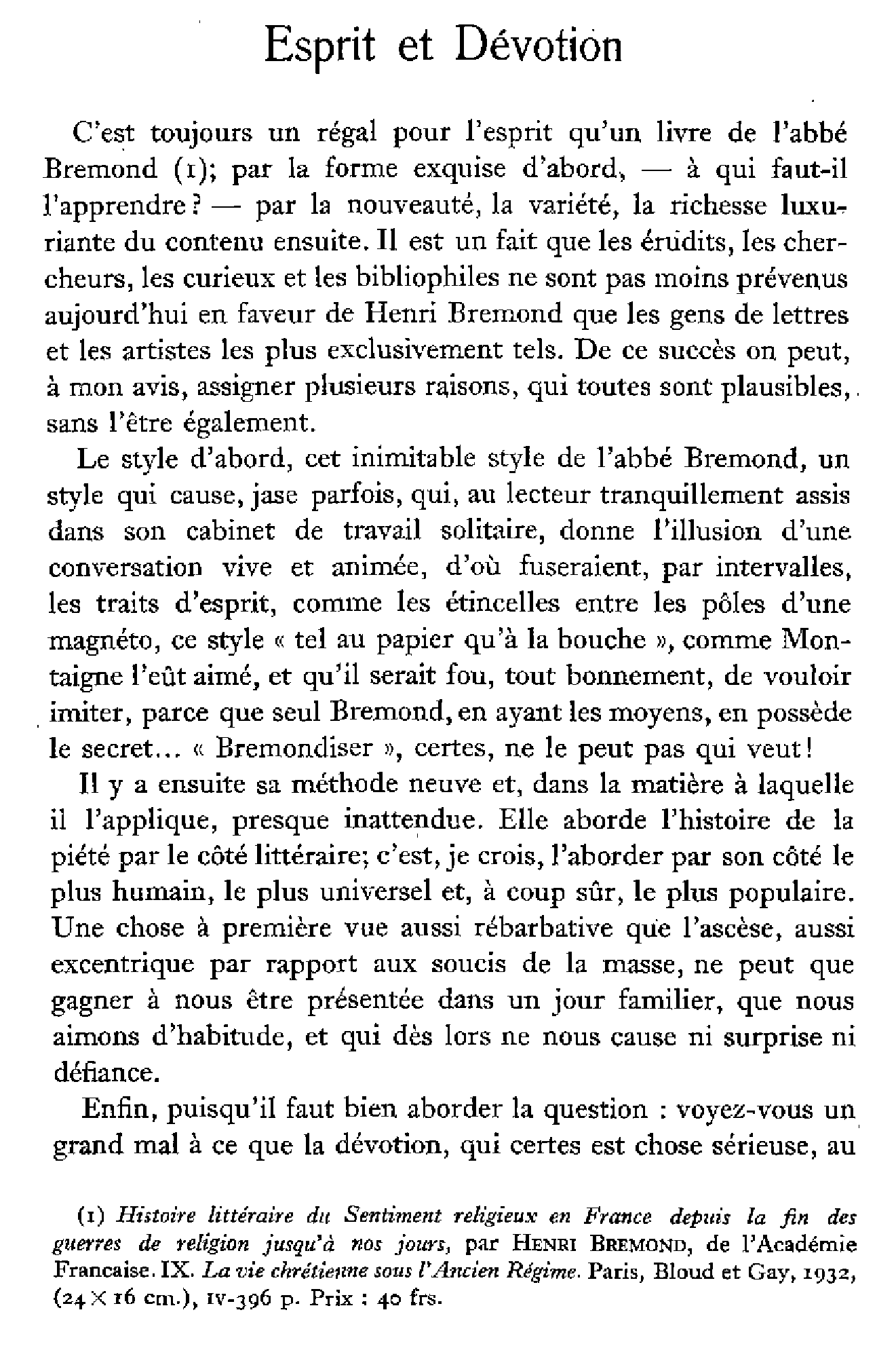 Esprit et Dévotion