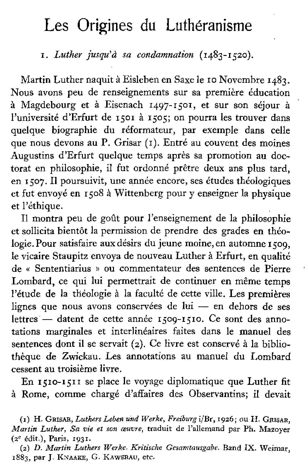 Les Origines du luthérianisme