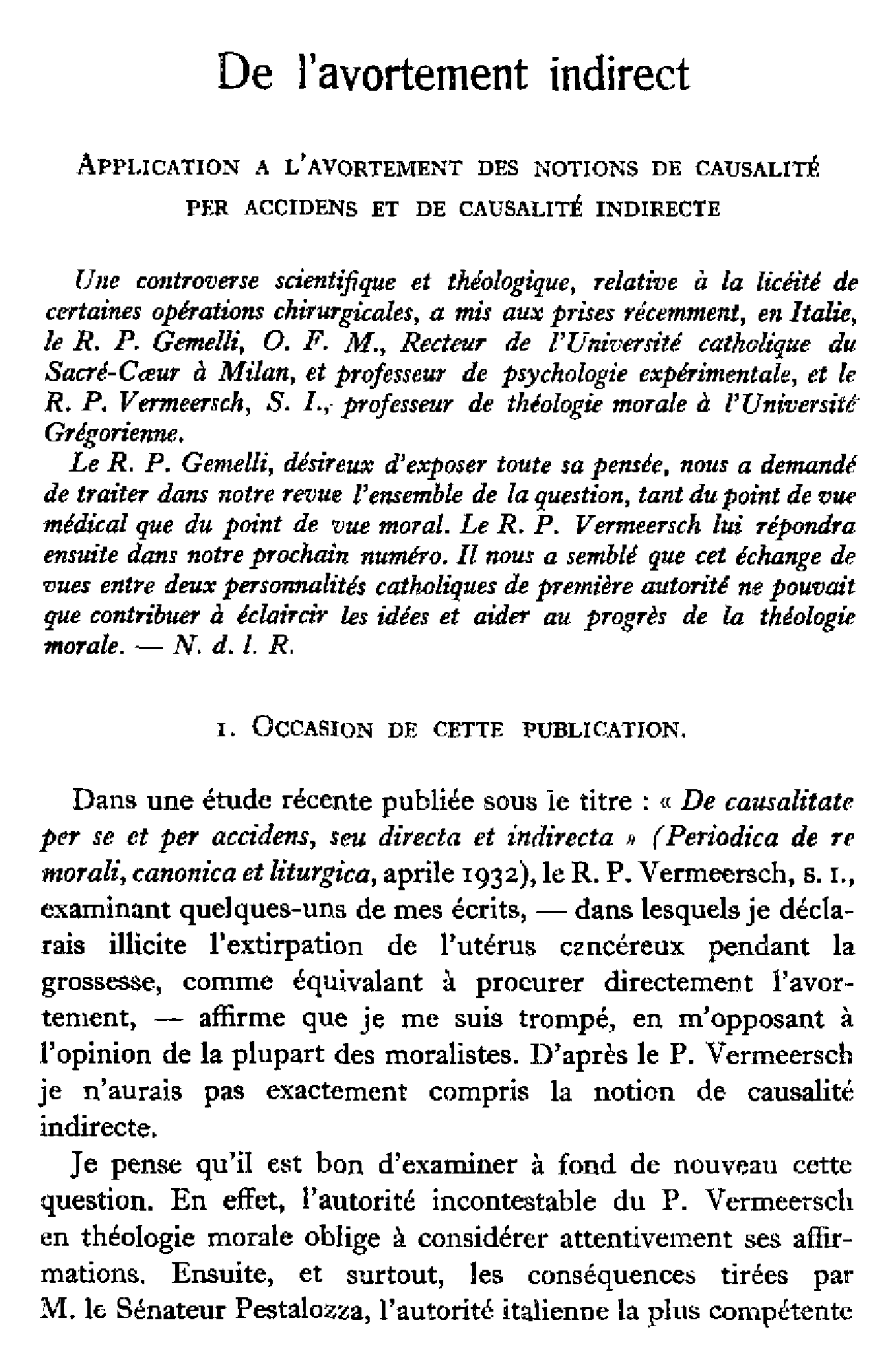 De l'avortement indirect (1)