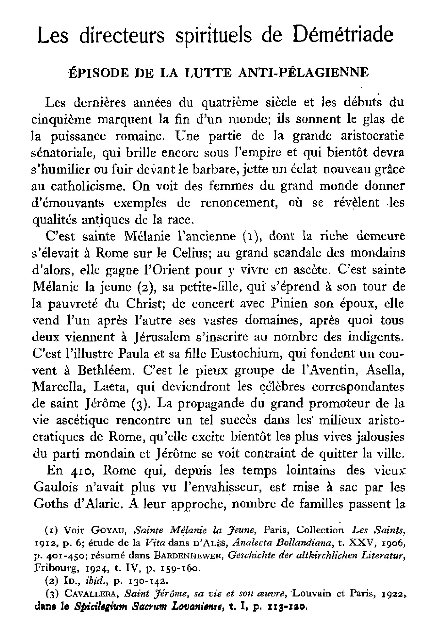Les directeurs spirituels de Démétriade. Episode de la lutte anti-pélagienne