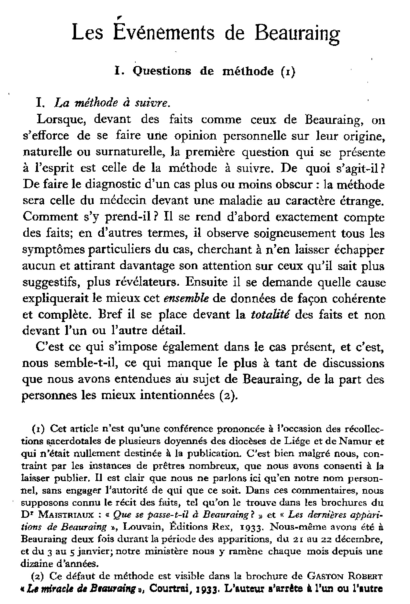 Les Evénements de Beauraing