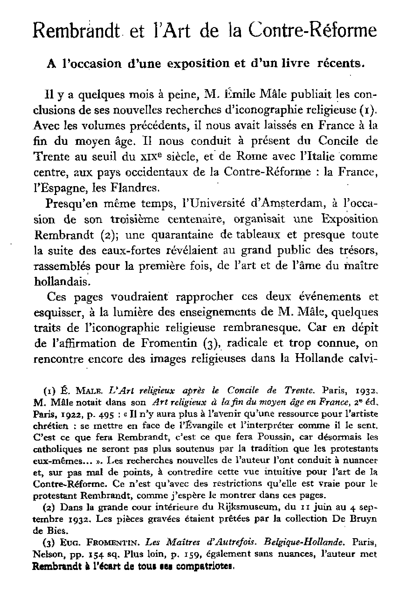 Rembrandt et l'Art de la Contre-Réforme