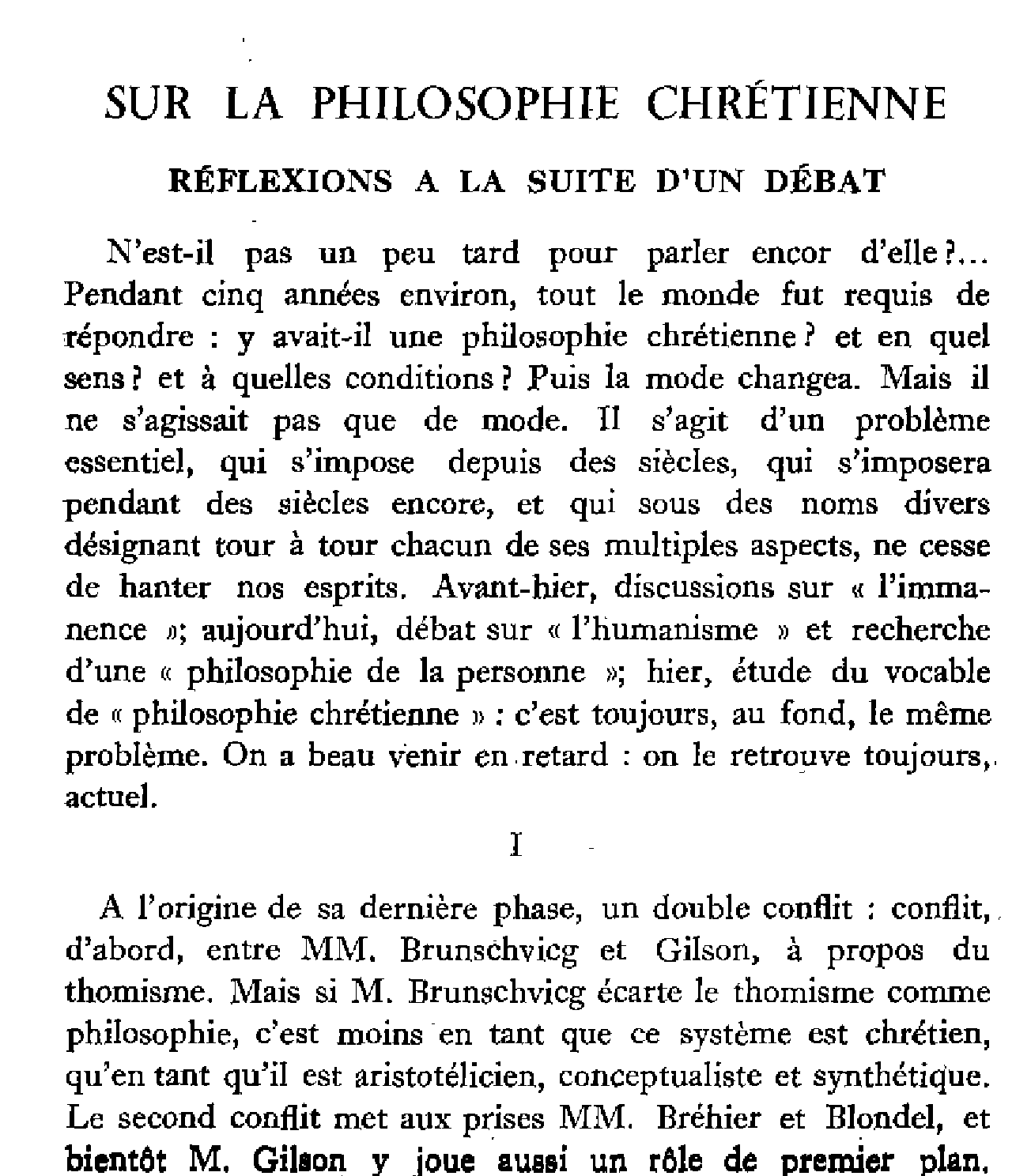 Sur la philosophie chrétienne