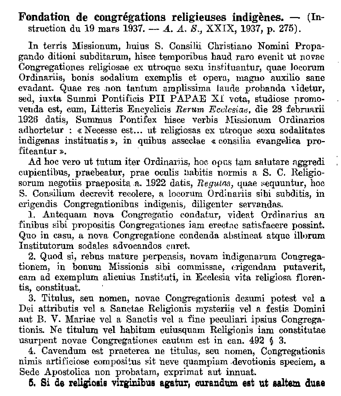 S. Congrégation de la Propagande