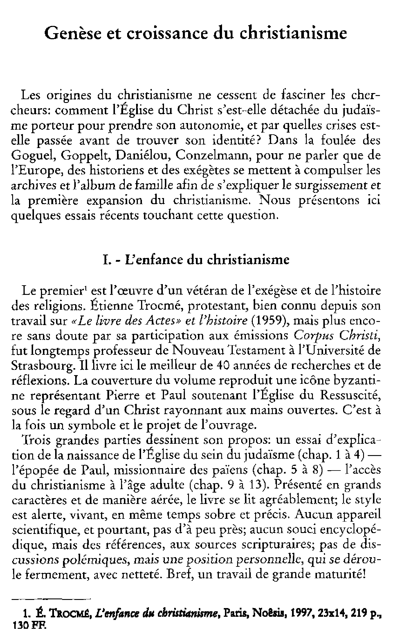 Genèse et croissance du christianisme