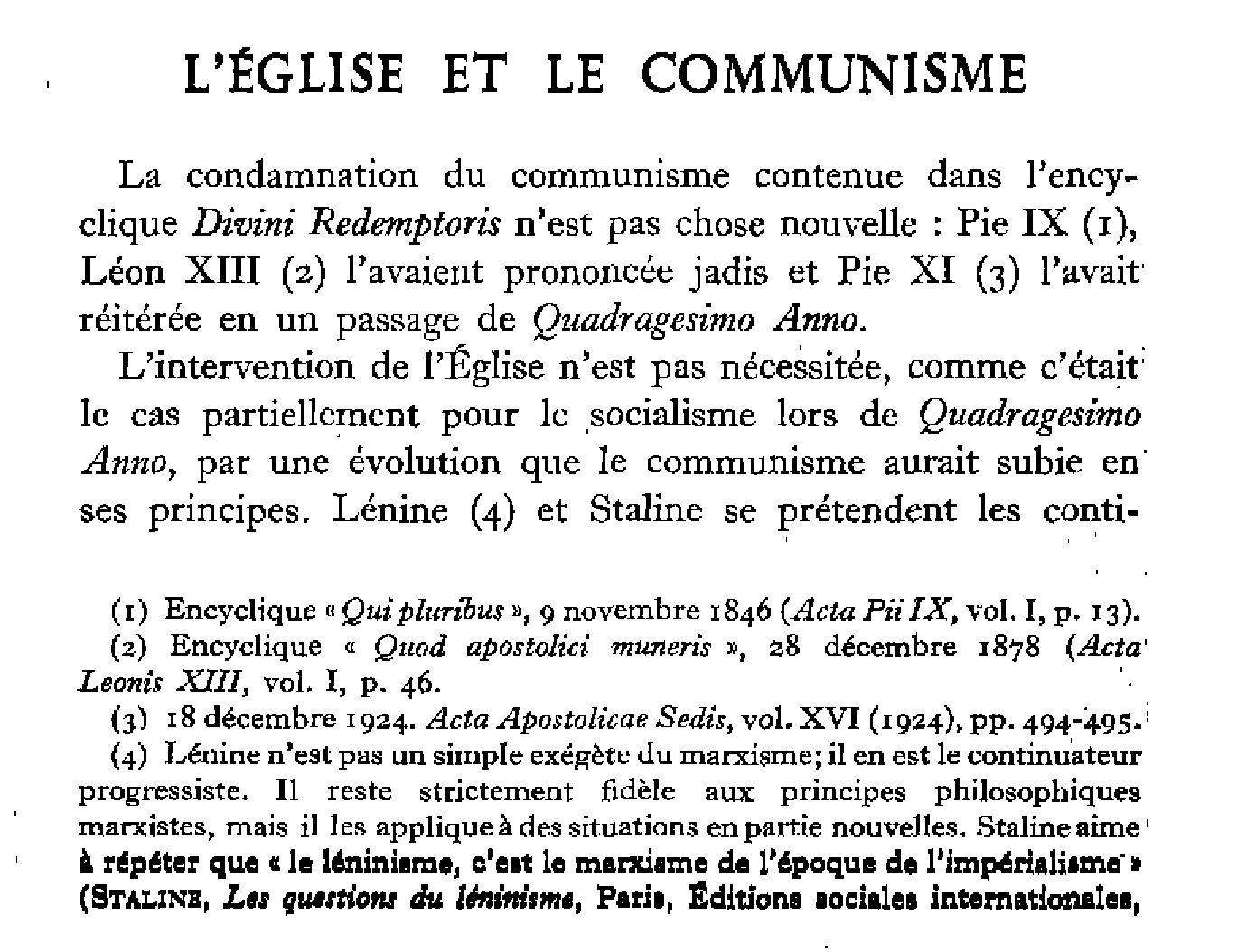 L'Eglise et le communisme (1)