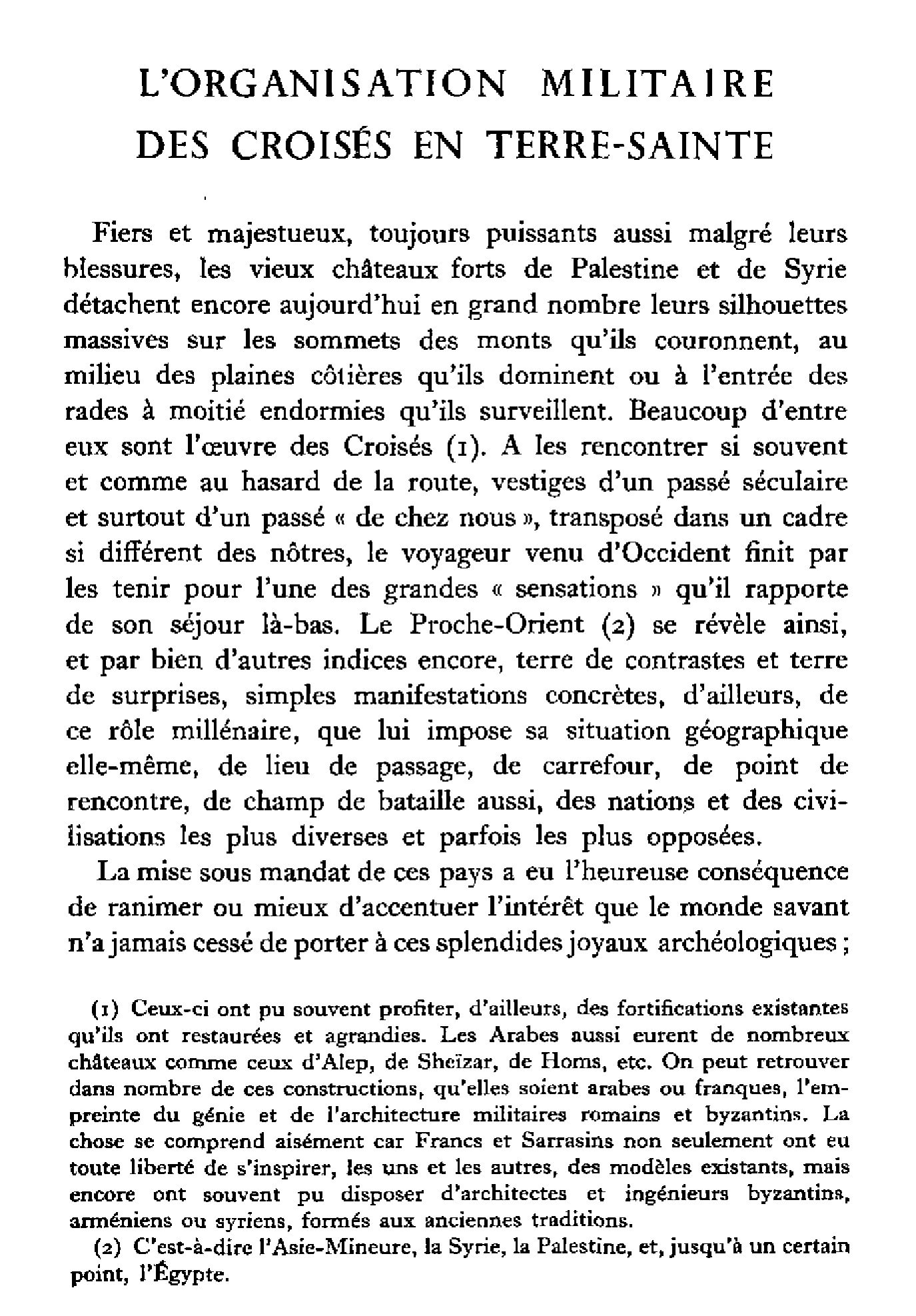 L'organisation militaire des croisés en Terre Sainte