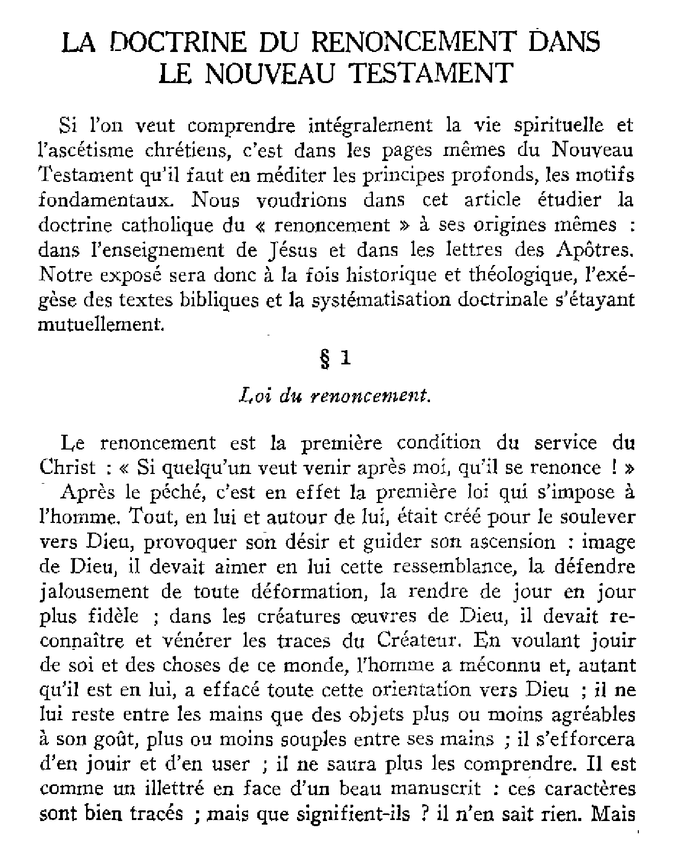 La doctrine du renoncement dans le Nouveau Testament