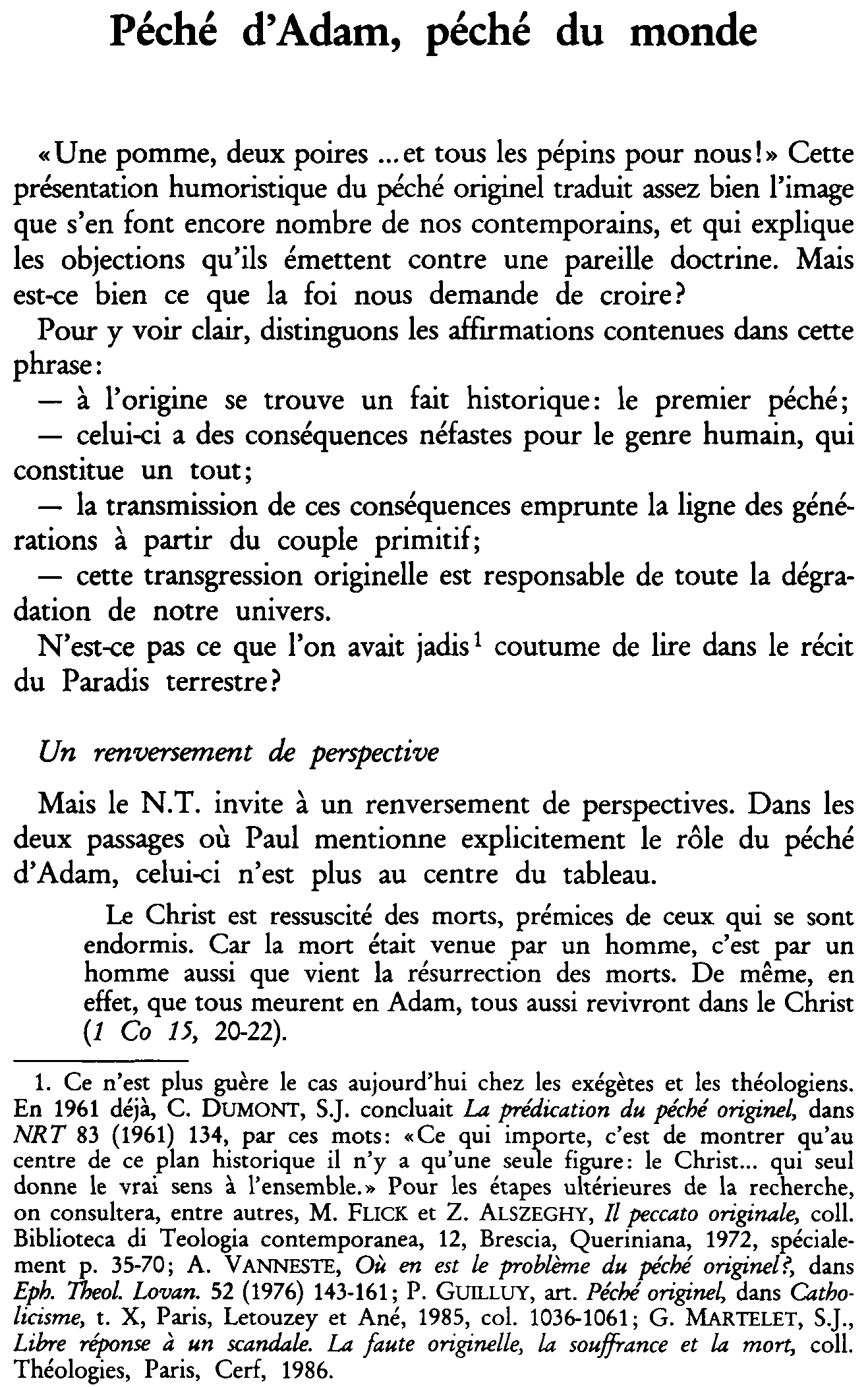Péché d'Adam, péché du monde
