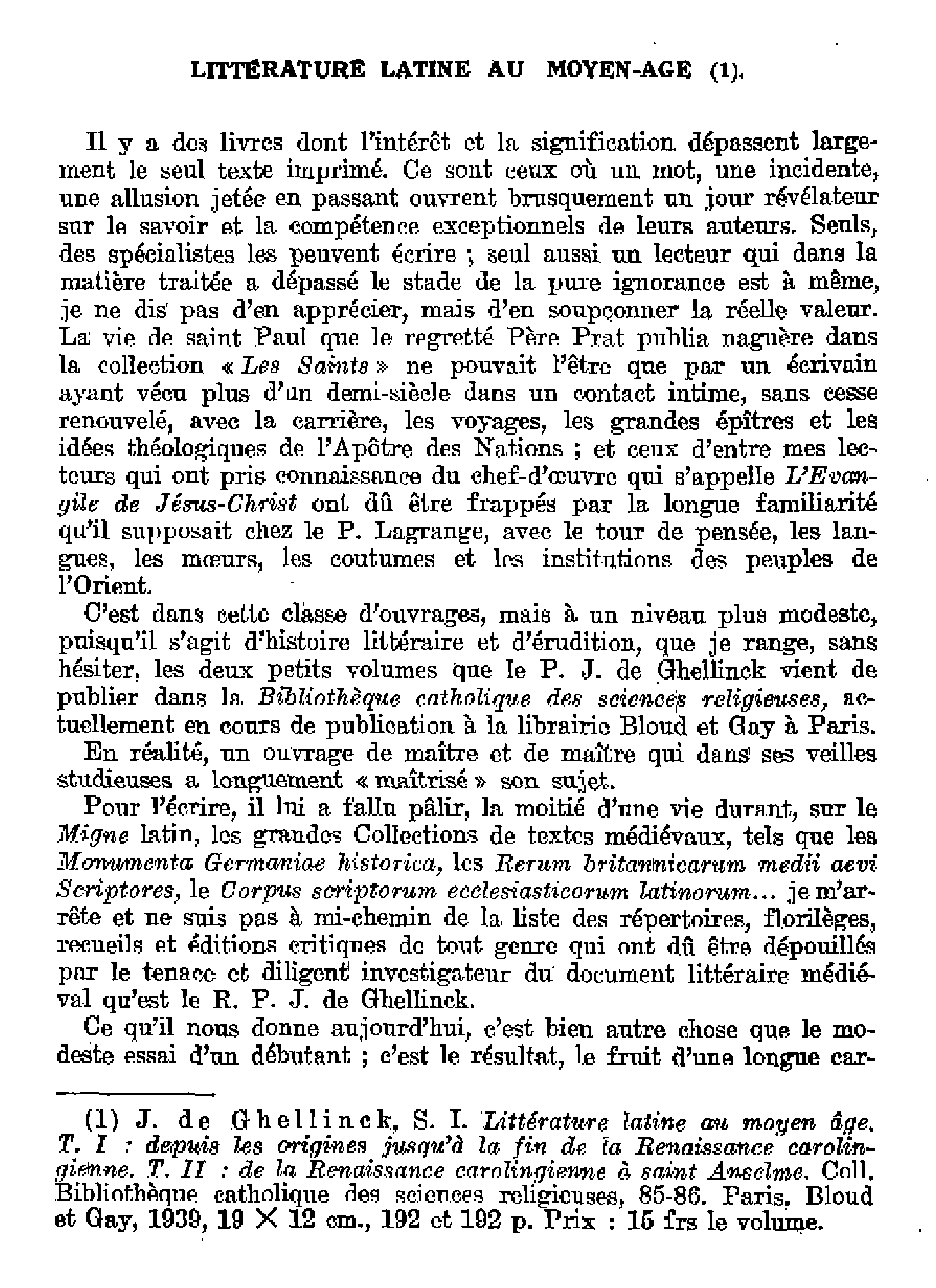 Littérature latine au Moyen Age