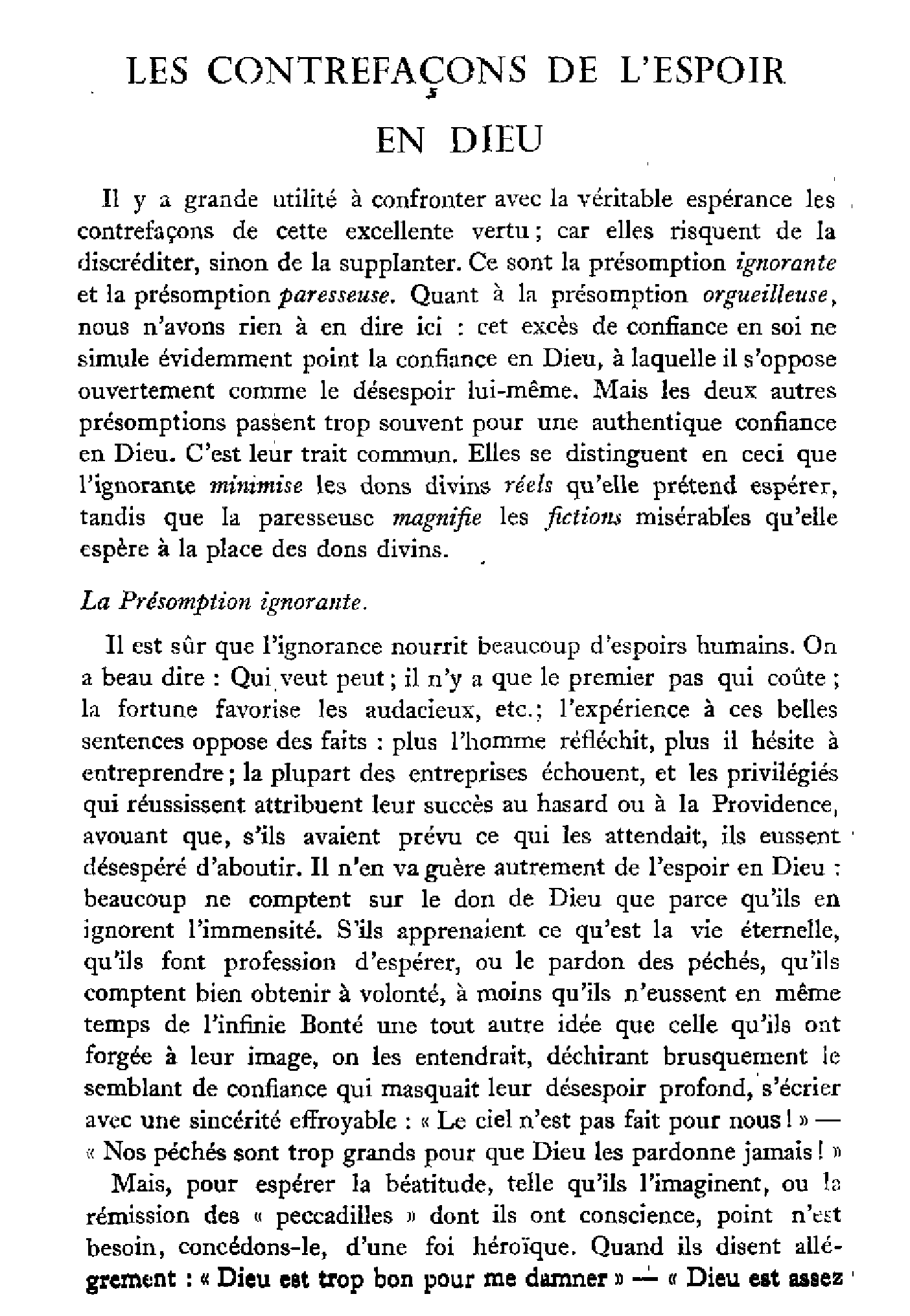 Les contrefaçons de l'espoir en Dieu