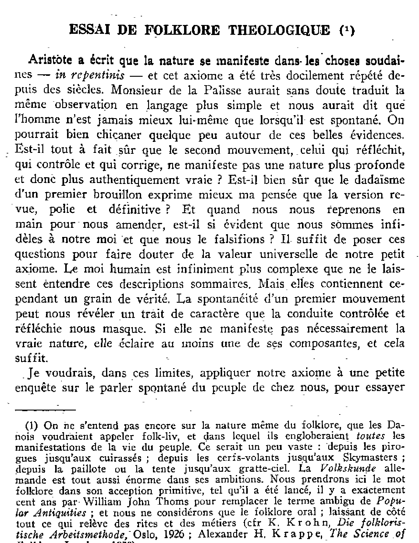 Essai de folklore théologique