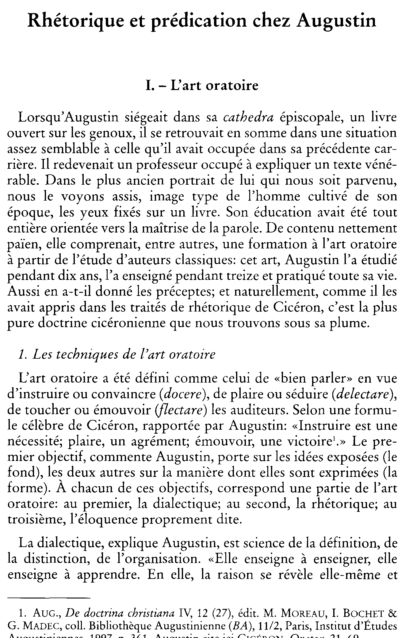 Rhétorique et prédication chez Augustin