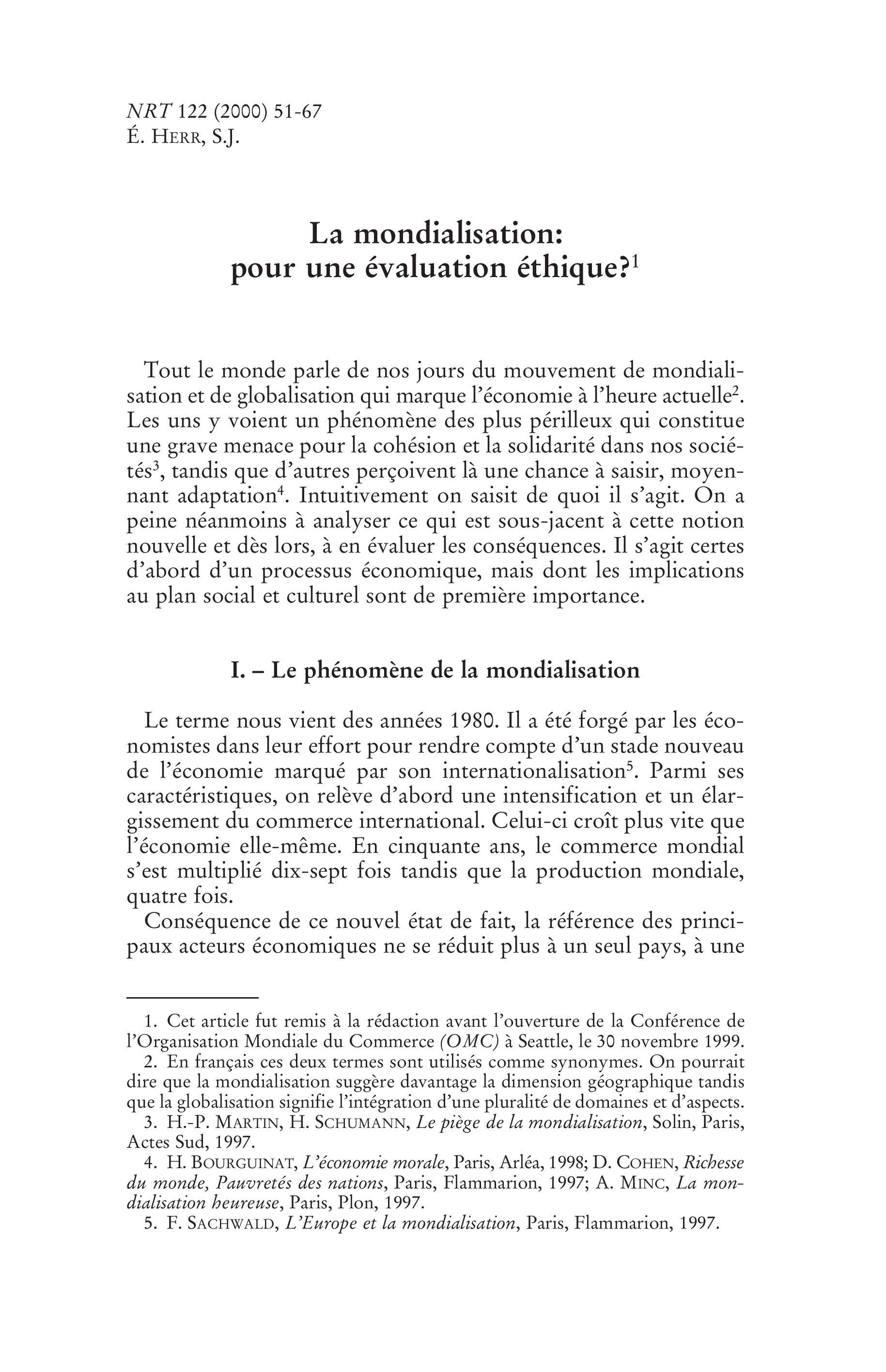 La mondialisation: pour une évaluation éthique?
