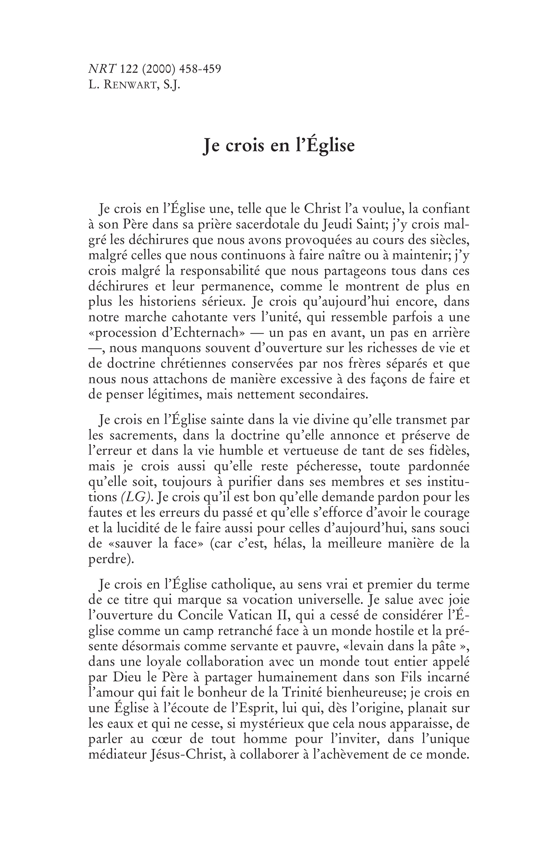 Je crois en l'Église
